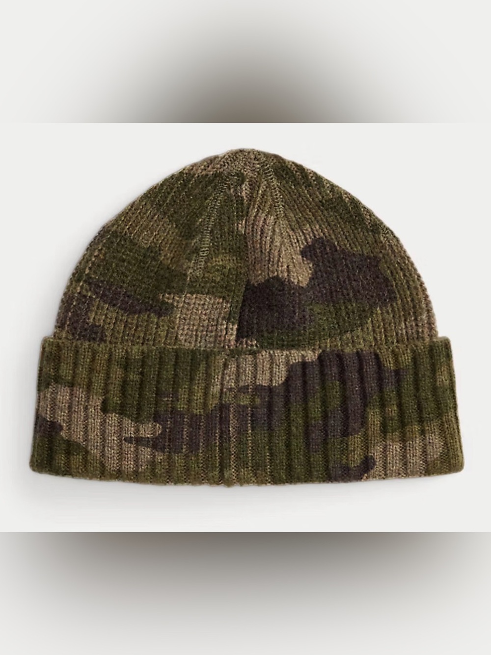 NWT Polo Ralph Lauren CAMOUFLAGE CAMO Wool Blend Ribbed Knit Beanie Cap Hat